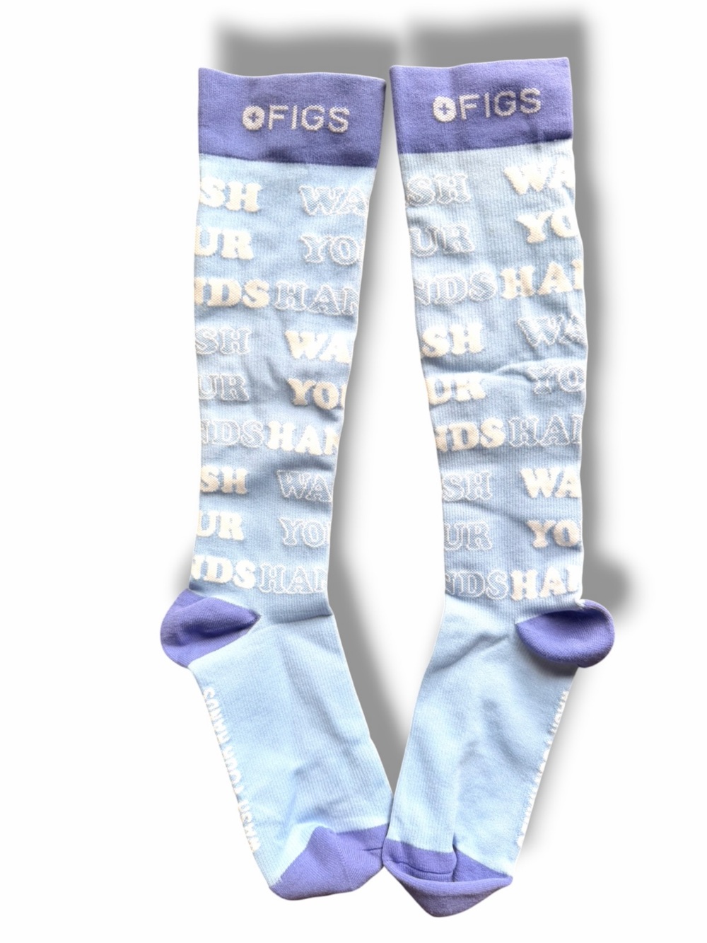 FIGS "Wash Your Hands" Purple Compression Socks Size Medium Healthcare Unisex